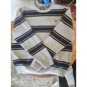 Chaps Sweater Mens Long Sleeve Navy and Gray XXL 100% cotton